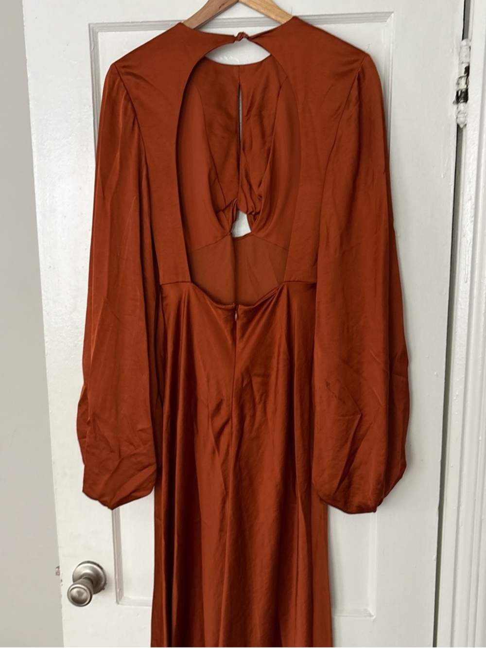 Significant Other Long Sleeve burnt orange satin dress - Picture 3 of 4